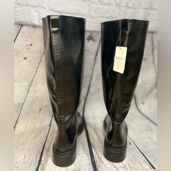 NWT- Zara FLAT KNEE HIGH BOOTS-9 - Picture 12 of 13